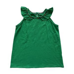 Mini Boden Pom Trim Ruffle Tank Top Size 11-12y